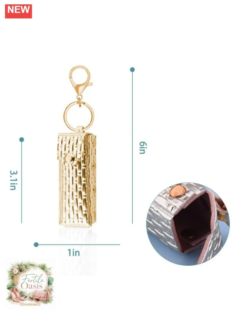 Stainless Steel Lipstick Holder Keychain Organizer for Purse Bag Charm